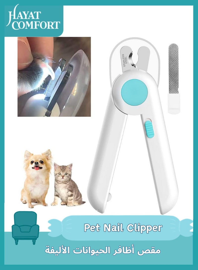 حياة كومفورت قصافة أظافر الحيوانات الأليفة  مزودة بضوء LED لتجنب القطع الزائد، قصافة أظافر احترافية للعناية بالمخالب بإضاءة LED قصافة أظافر الحيوانات الأليفة للقطط والكلاب (أزرق) - Image 1